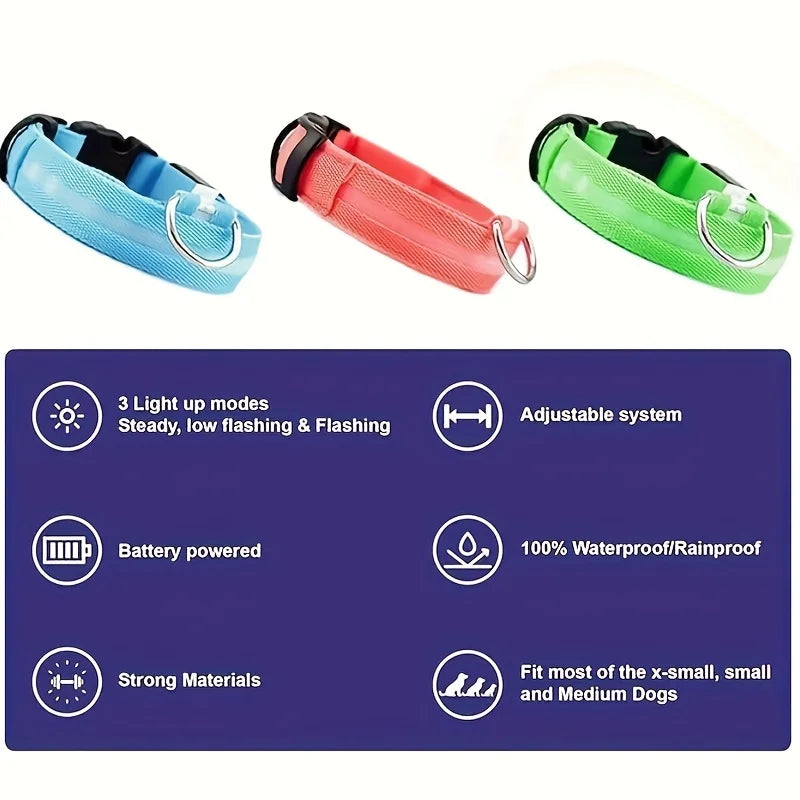 Battery-Powered Nylon LED Dog Collar