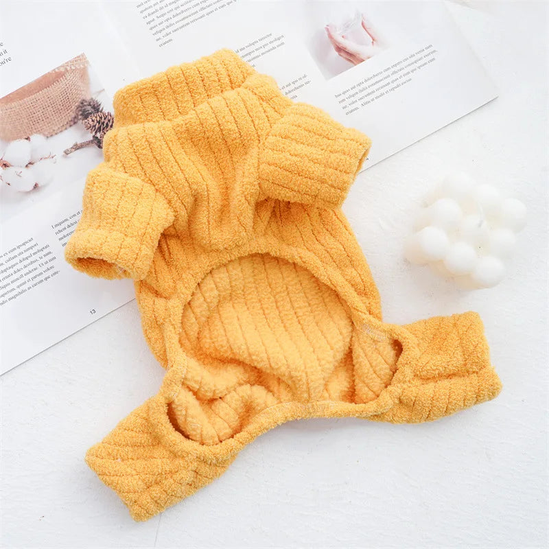 Ribbed Fleece Dog Pajamas for Small & Medium Dogs
