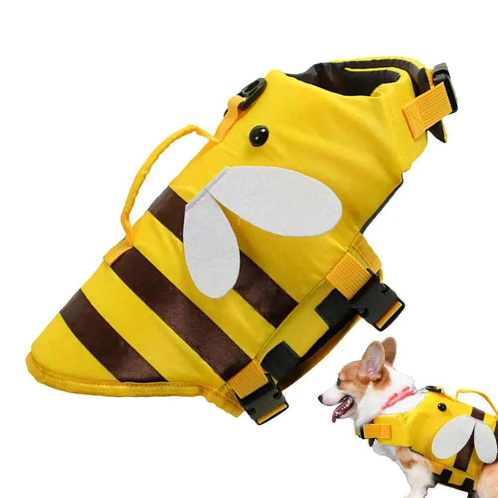 Fashionable Dog Life Vest with Rescue Handle – Bee & Dragonfly Design for Small Dogs