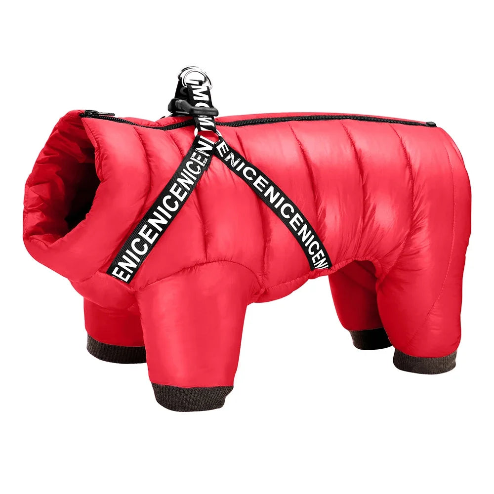 Waterproof Winter Dog Jacket with Harness – Warm Hoodie Coat for Small & Medium Dogs