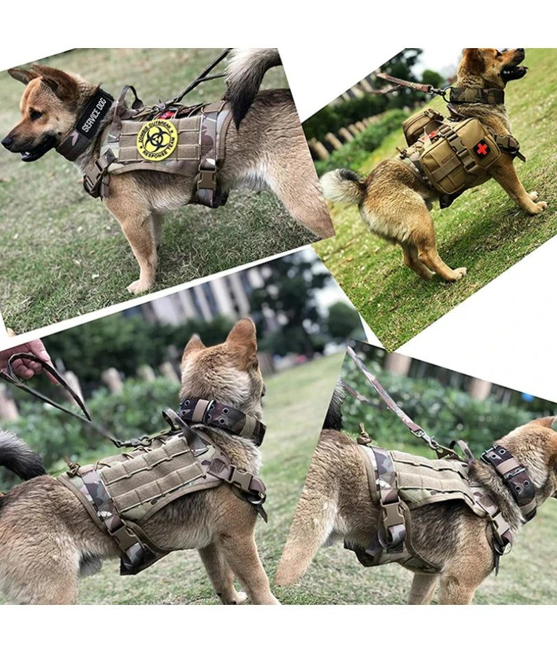 Tactical Military Dog Harness – Padded Quick-Release Vest for Small, Medium & Large Dogs