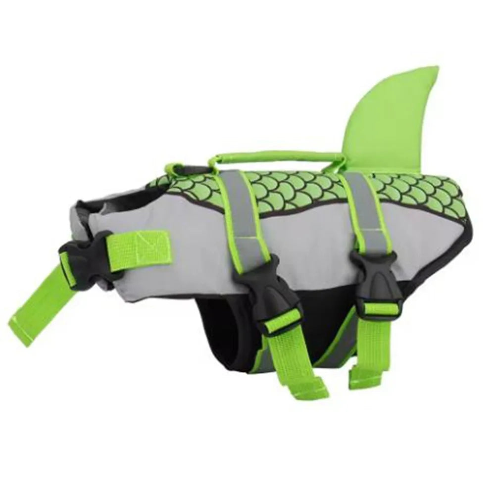 Reflective Shark Dog Life Jacket Enhanced Buoyancy Anti-Crack Dogs Swimming Clothes Waterproof with Handle Dog Safety Vest