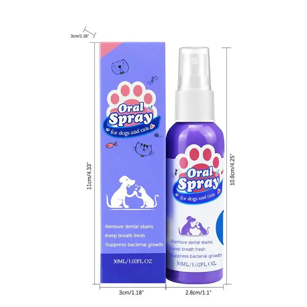 Pet Teeth Cleaning Spray – Removes Stains, Prevents Calculus & Freshens Breath for Dogs & Cats (30ml)