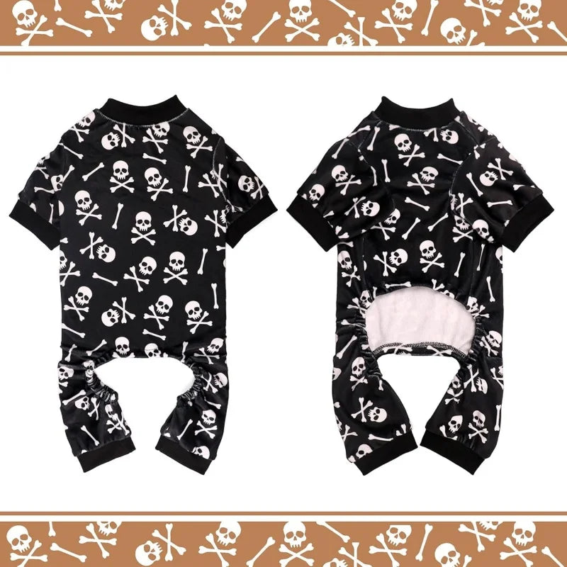 Skull & Crossbones Plush Dog Pajamas