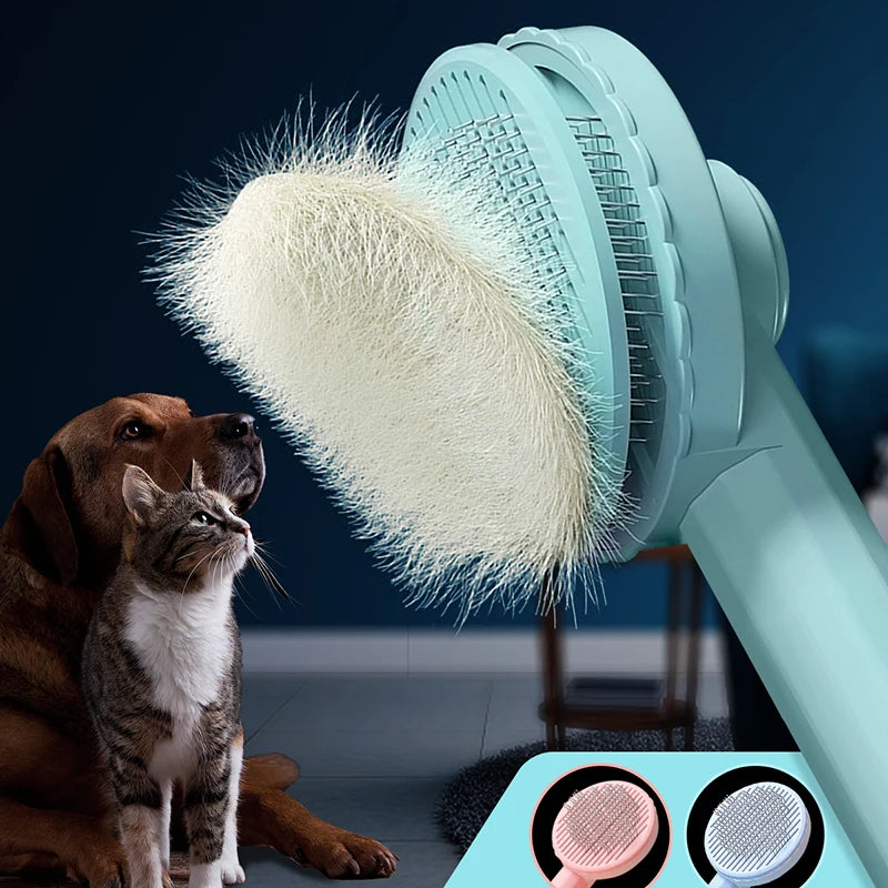 One-Click Self-Cleaning Pet Hair Removal Brush for Cats & Dogs