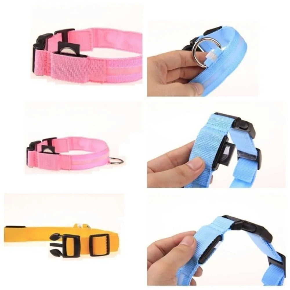 Reflective Nylon LED Dog Collar – 3 Light Modes