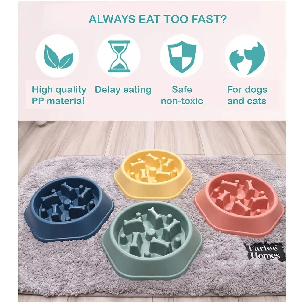 Large Capacity Slow Feeder Bowl for Dogs & Cats – Anti-Slip, Anti-Choking