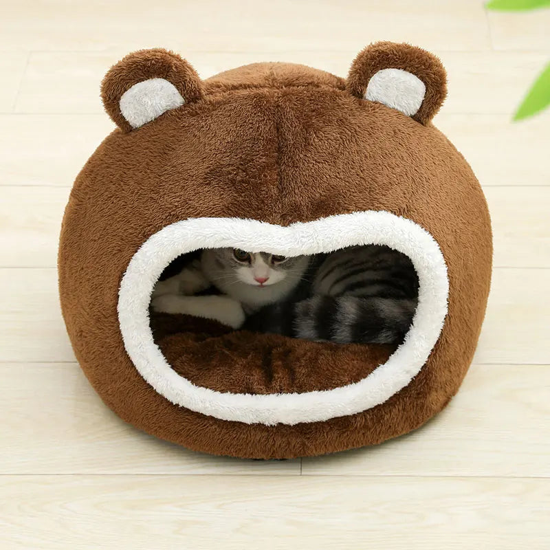 Plush Cave Pet Bed – Cozy Tent Lounger for Cats & Small Dogs