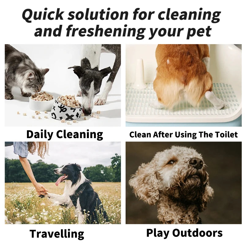 Multi-Purpose Pet Wipes – Plant-Based Deodorizing Wipes for Paws, Ears & Body (Dogs & Cats)