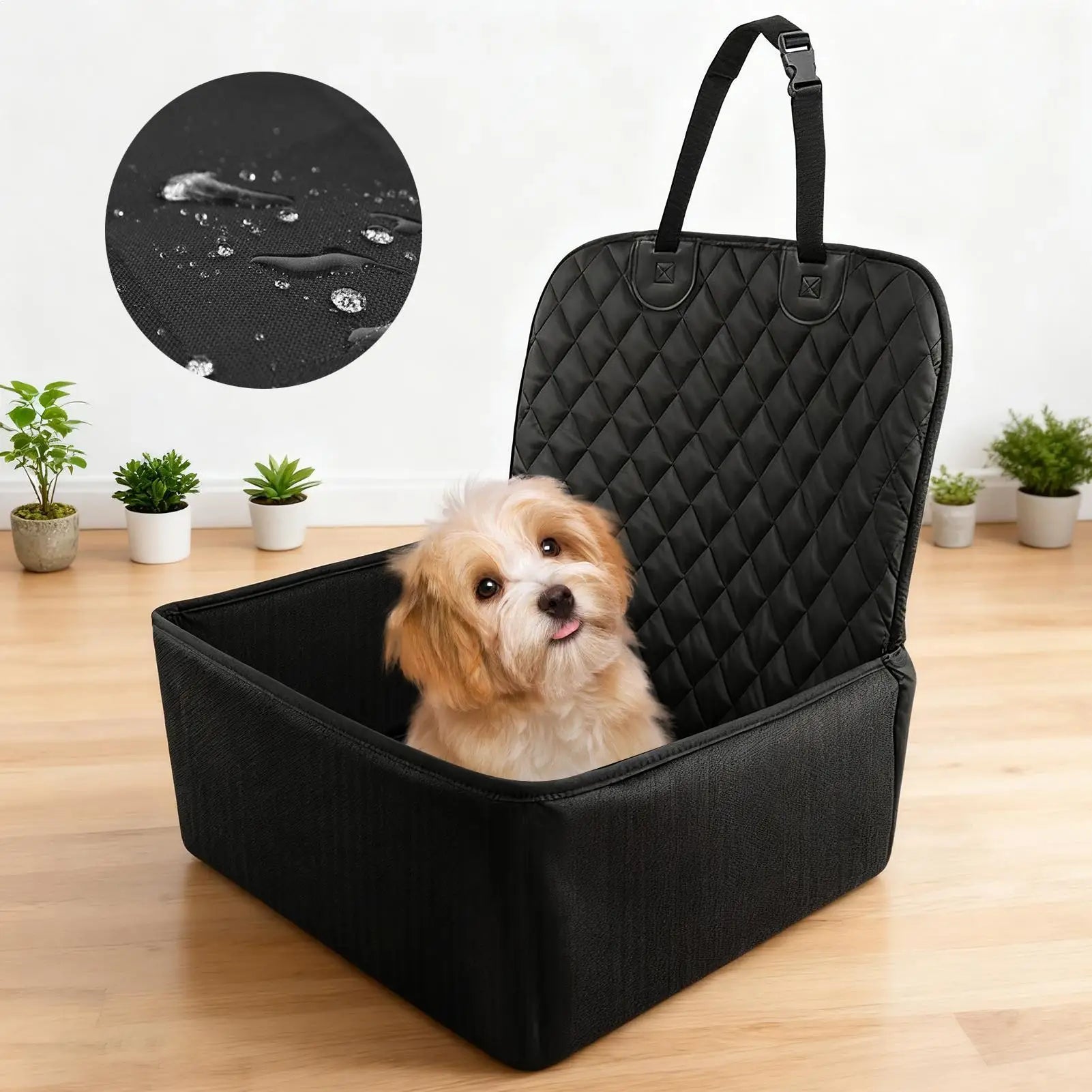 Pet Booster Car Seat with Adjustable Barrier & Storage Pockets – Small to Medium Dogs