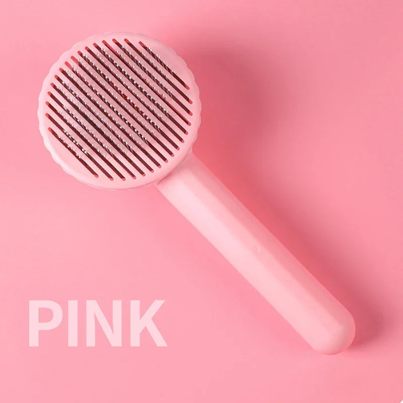 One-Click Self-Cleaning Pet Hair Removal Brush for Cats & Dogs