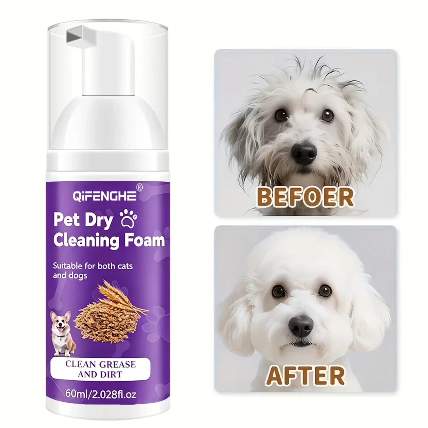 Pet Dry Shampoo – Waterless No-Rinse Foam for Dogs & Cats