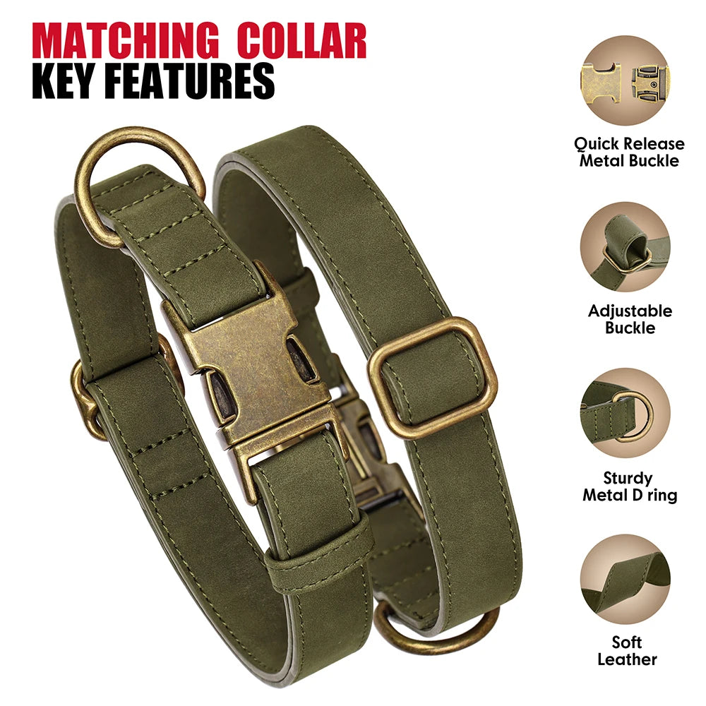 PU Leather Dog Collar & Leash Set – Adjustable, Durable & Soft for Small to Large Dogs