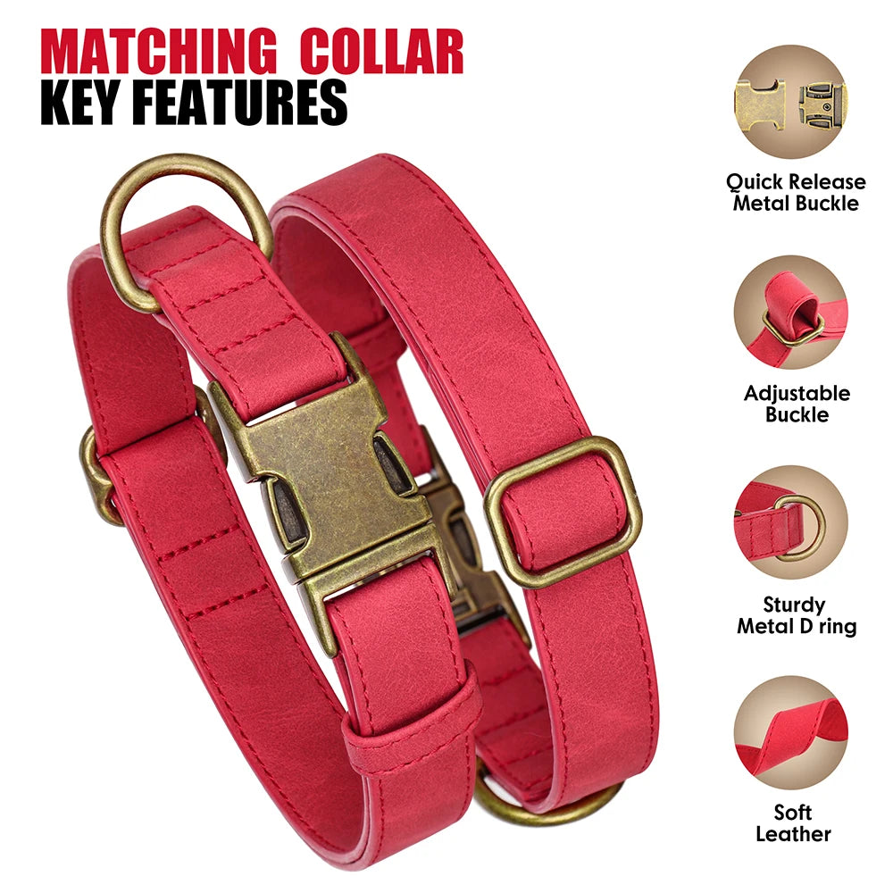 PU Leather Dog Collar & Leash Set – Adjustable, Durable & Soft for Small to Large Dogs