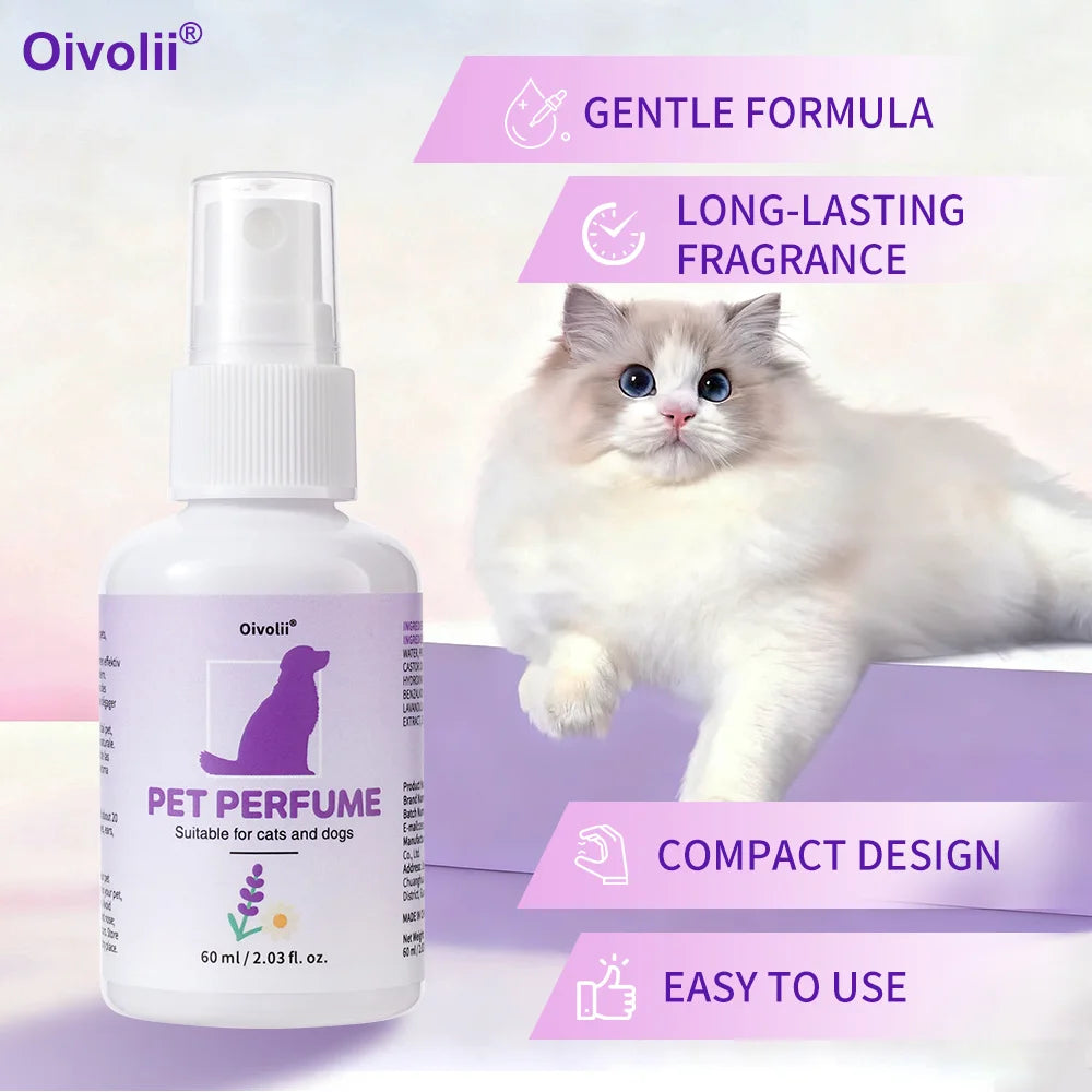Pet Deodorizing & Fragrance Spray – Long-Lasting Body Odor Eliminator for Dogs & Cats (60ml)