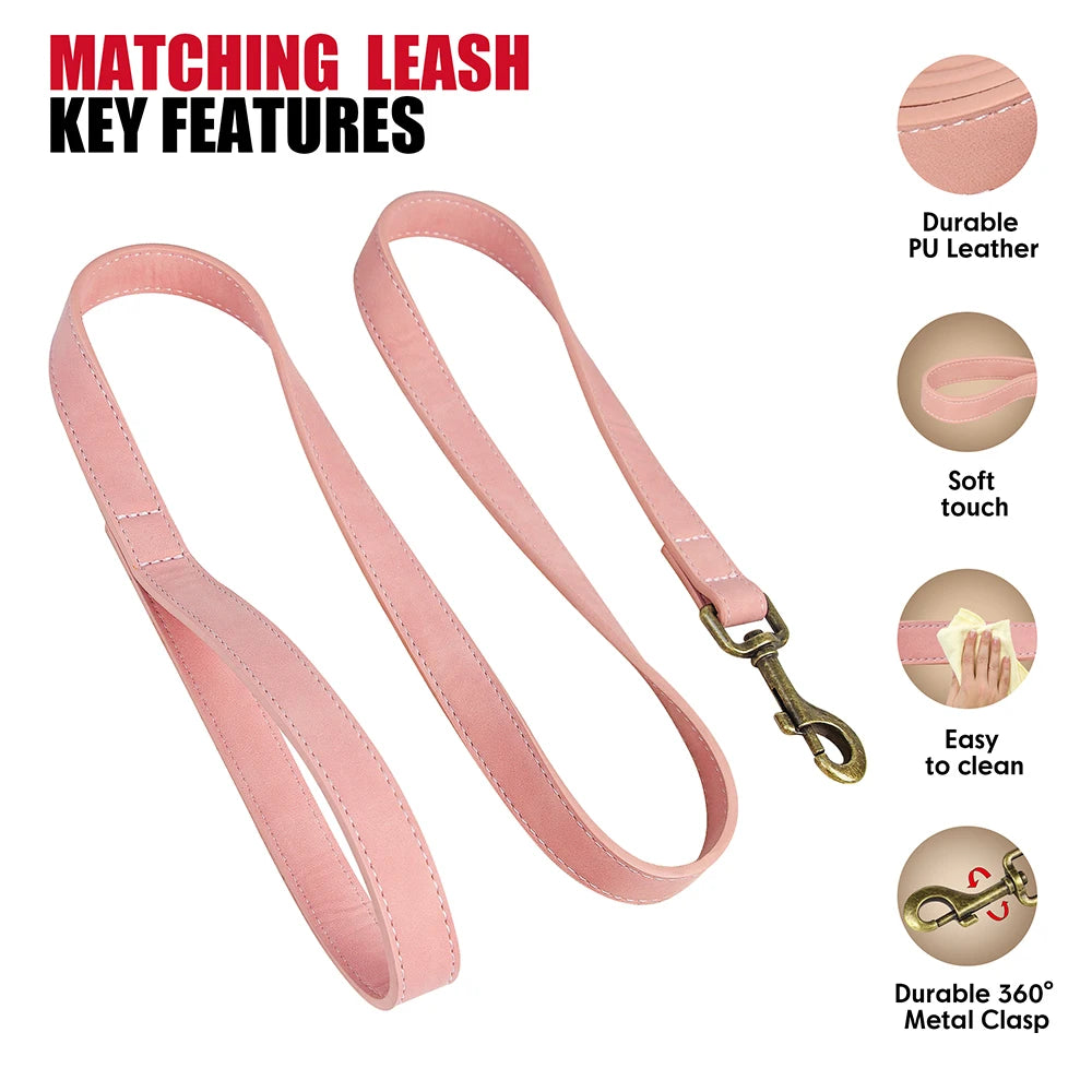 PU Leather Dog Collar & Leash Set – Adjustable, Durable & Soft for Small to Large Dogs