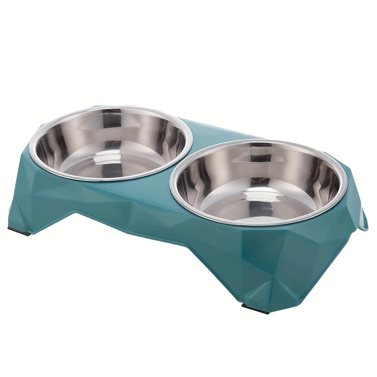 Non-Slip Double Pet Bowl – Large Capacity Diamond Pattern Food & Water Feeder