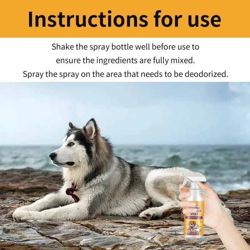 Pet Deodorant Spray – Indoor Air Freshener & Long-Lasting Odor Eliminator for Dogs & Cats (120ml)