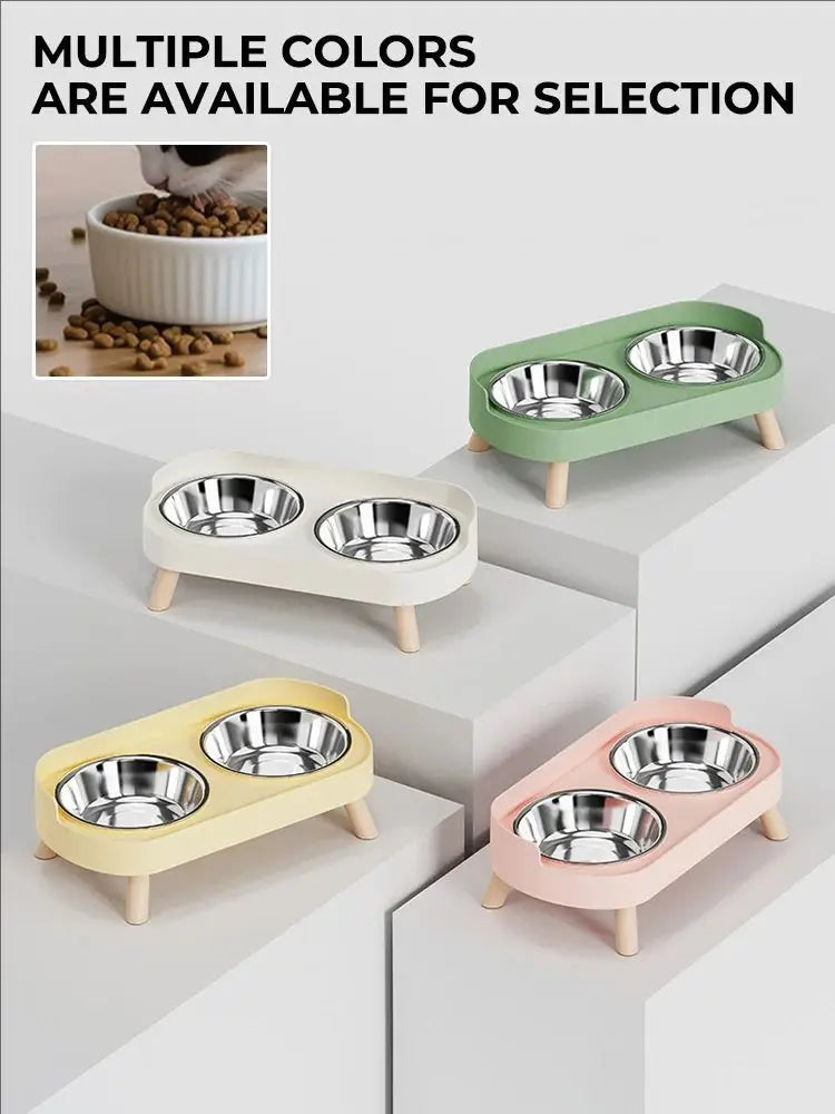Elevated Double Pet Feeder with Neck Support – Stainless Steel Food & Water Station