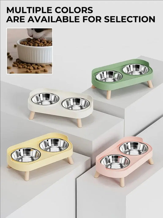 Elevated Double Pet Feeder with Neck Support – Stainless Steel Food & Water Station