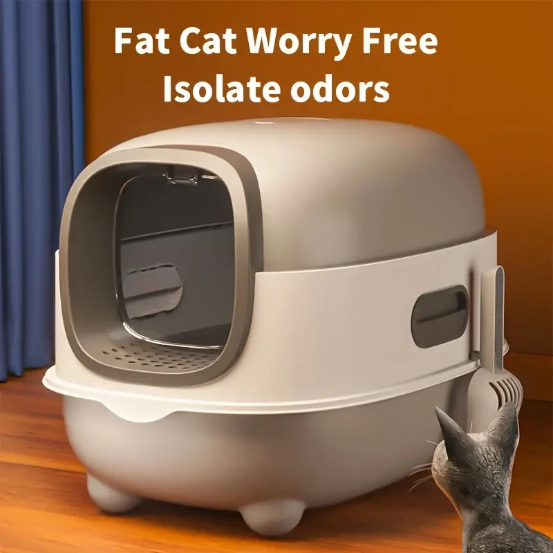 Foldable Top-Entry Cat Litter Box – Anti-Splash & Odor Control for Multi-Cat Homes