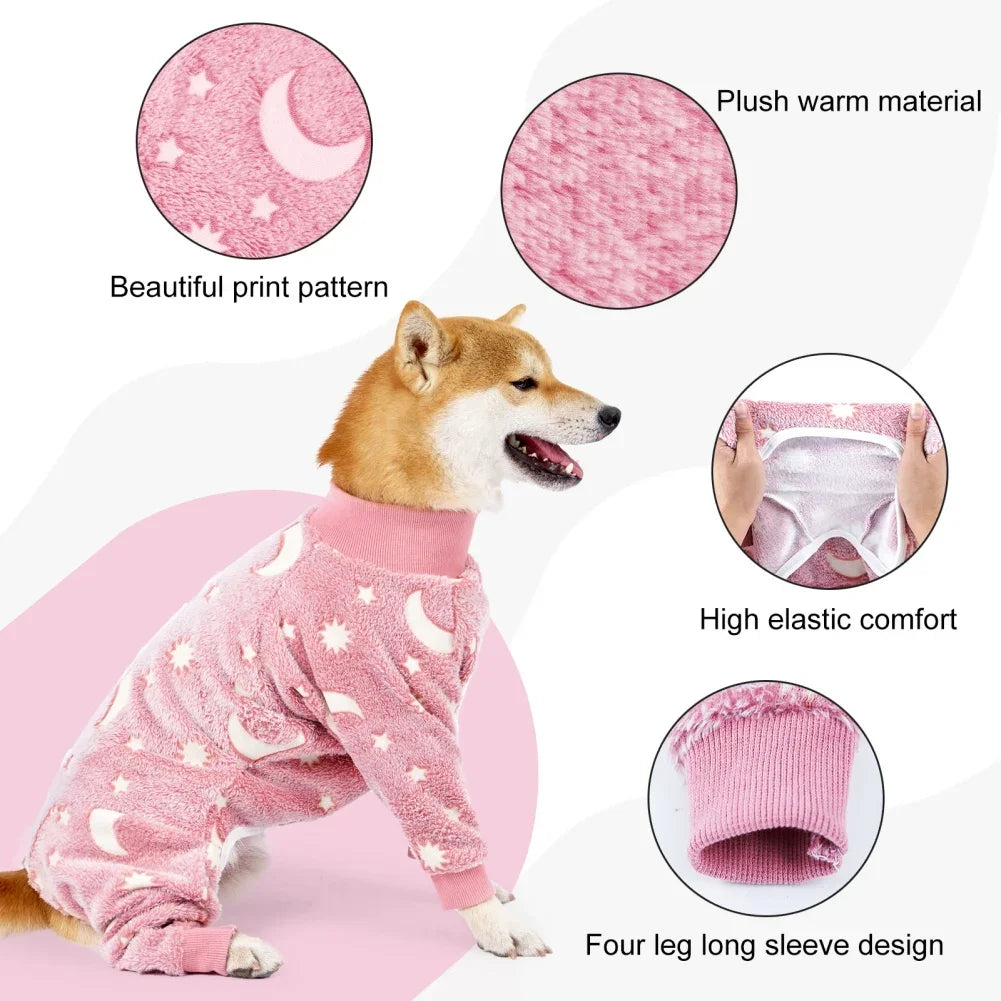 Moon & Star Flannel Dog Pajamas
