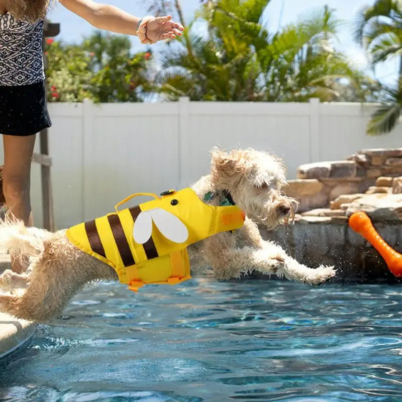 Fashionable Dog Life Vest with Rescue Handle – Bee & Dragonfly Design for Small Dogs