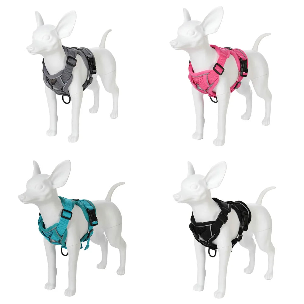 Reflective Adjustable Dog & Cat Harness Leash Set – Breathable Nylon Vest for Hiking & Walking