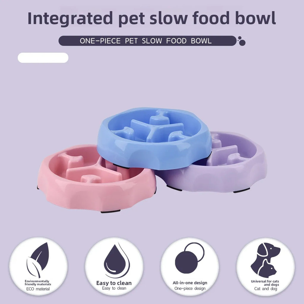 Anti-Choking Slow Food Bowl for Dogs & Cats – Anti-Slip PP Feeder