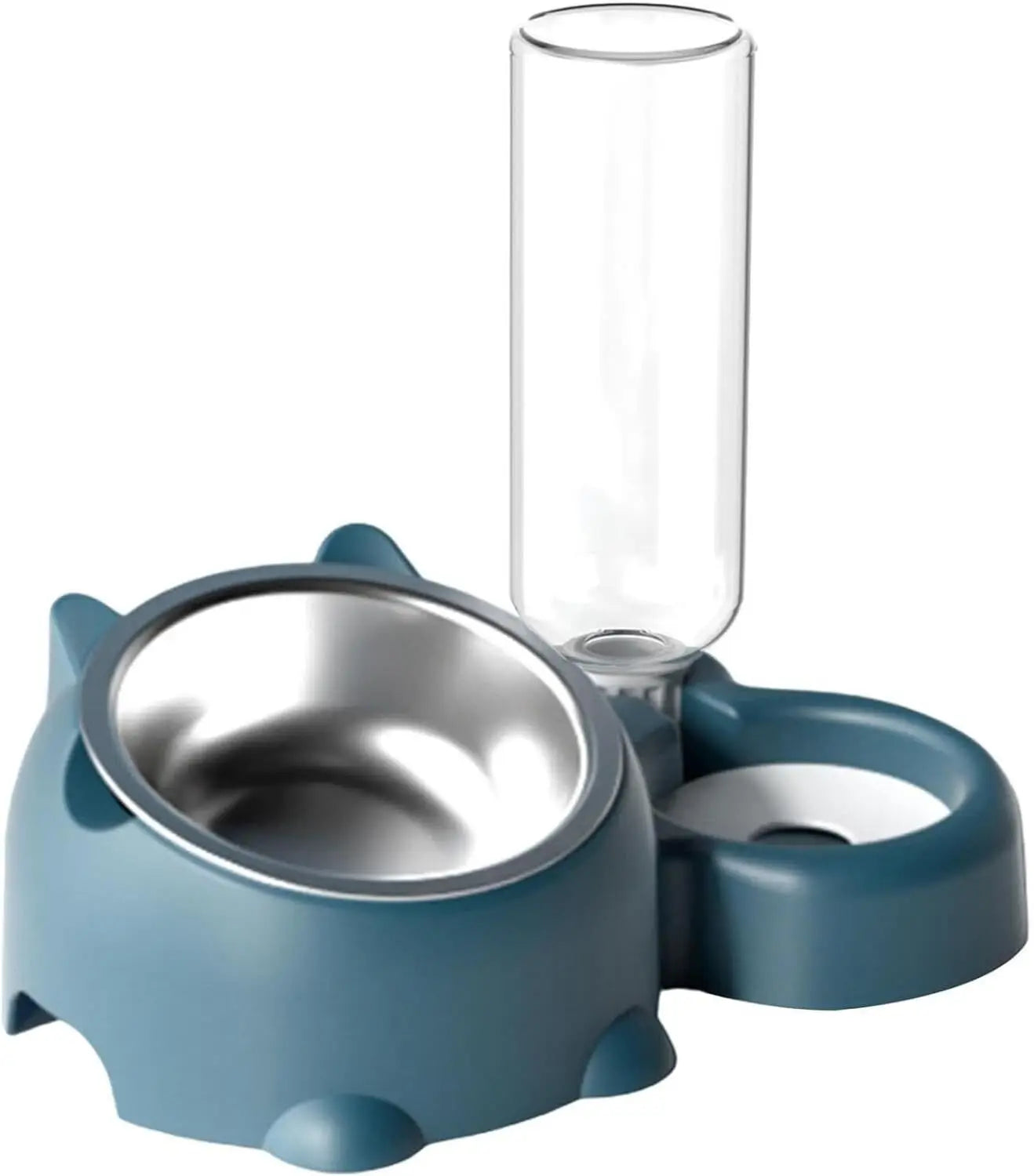Tilted Pet Bowl Set with Automatic Water Dispenser – No-Spill Food & Water Feeder