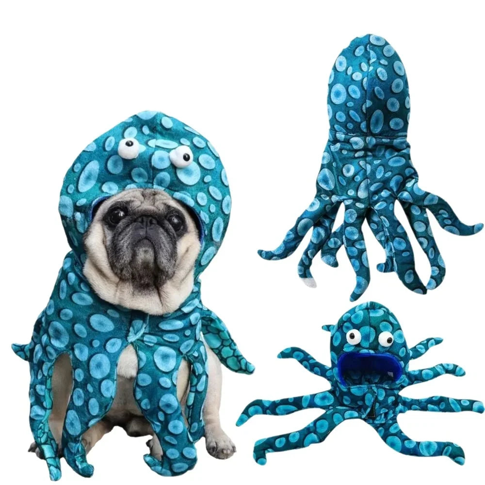 Blue Octopus Hooded Costume for Small Dogs & Cats