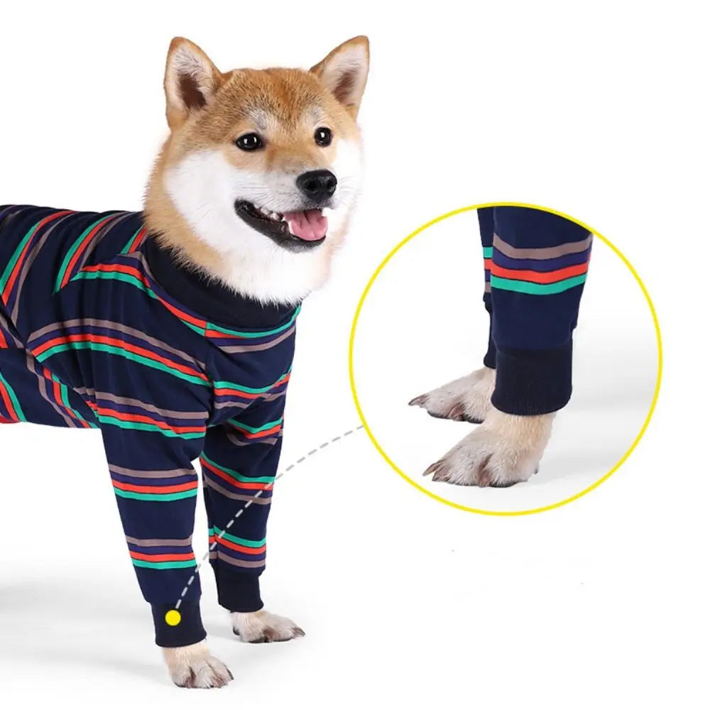 Striped Stretch Four-Legged Dog Pajamas