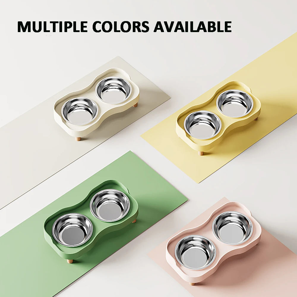 Elevated Double Pet Feeder Bowl – Stainless Steel Food & Water Station for Dogs & Cats
