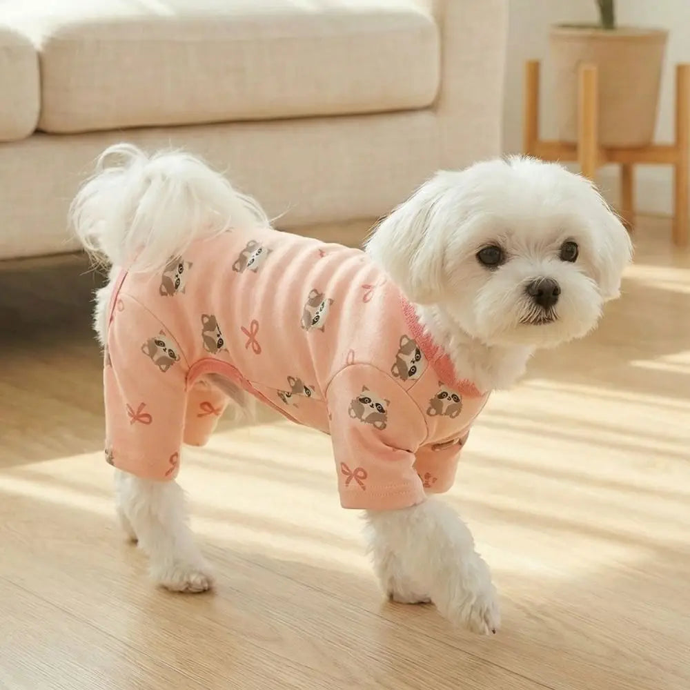 Cartoon Print Four-Legged Dog Pajamas