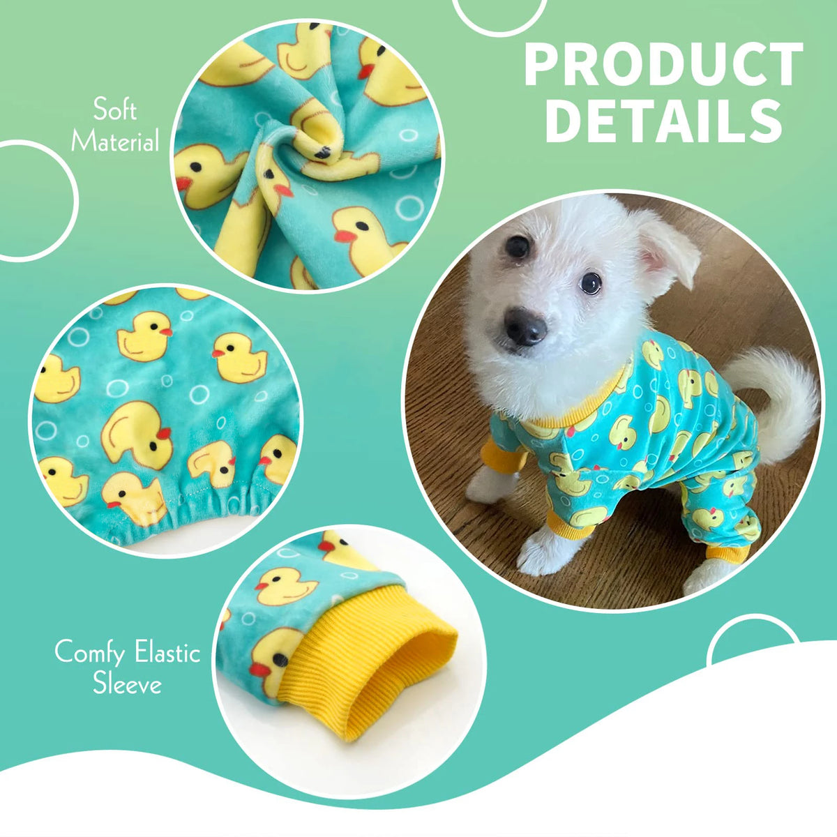 Yellow Duck Print Dog Pajamas