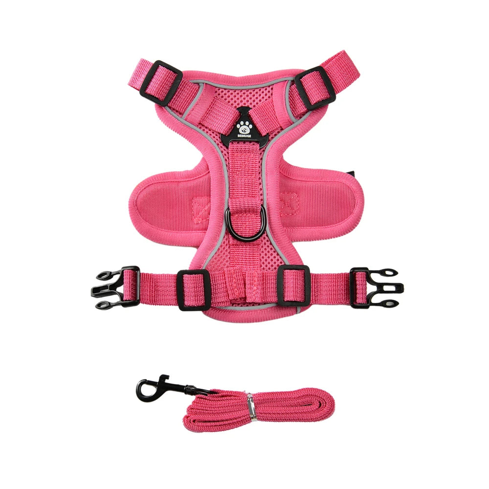 Reflective Escape-Proof Dog & Cat Harness Leash Set – Adjustable Breathable Vest for Small Pets