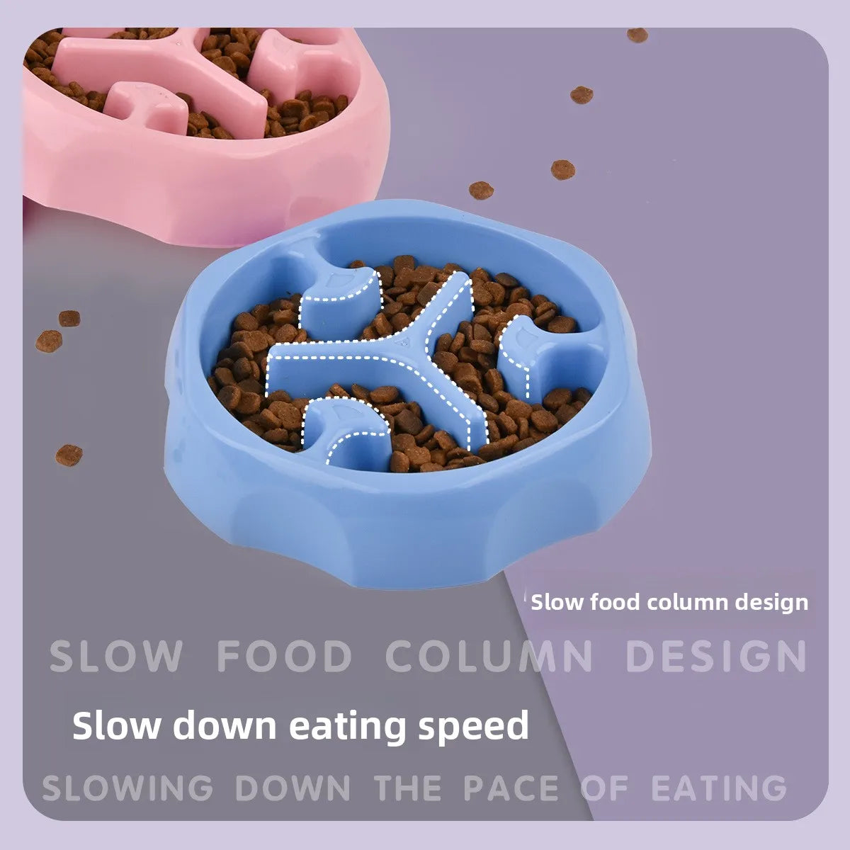 Anti-Choking Slow Food Bowl for Dogs & Cats – Anti-Slip PP Feeder