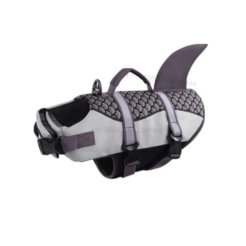 Dog Shark Life Jacket – Ripstop Floating Vest with Rescue Handle for Swimming & Boating