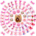 20-Pack Pet Hair Bows with Diamond & Pearl – Grooming Accessories for Dogs & Cats
