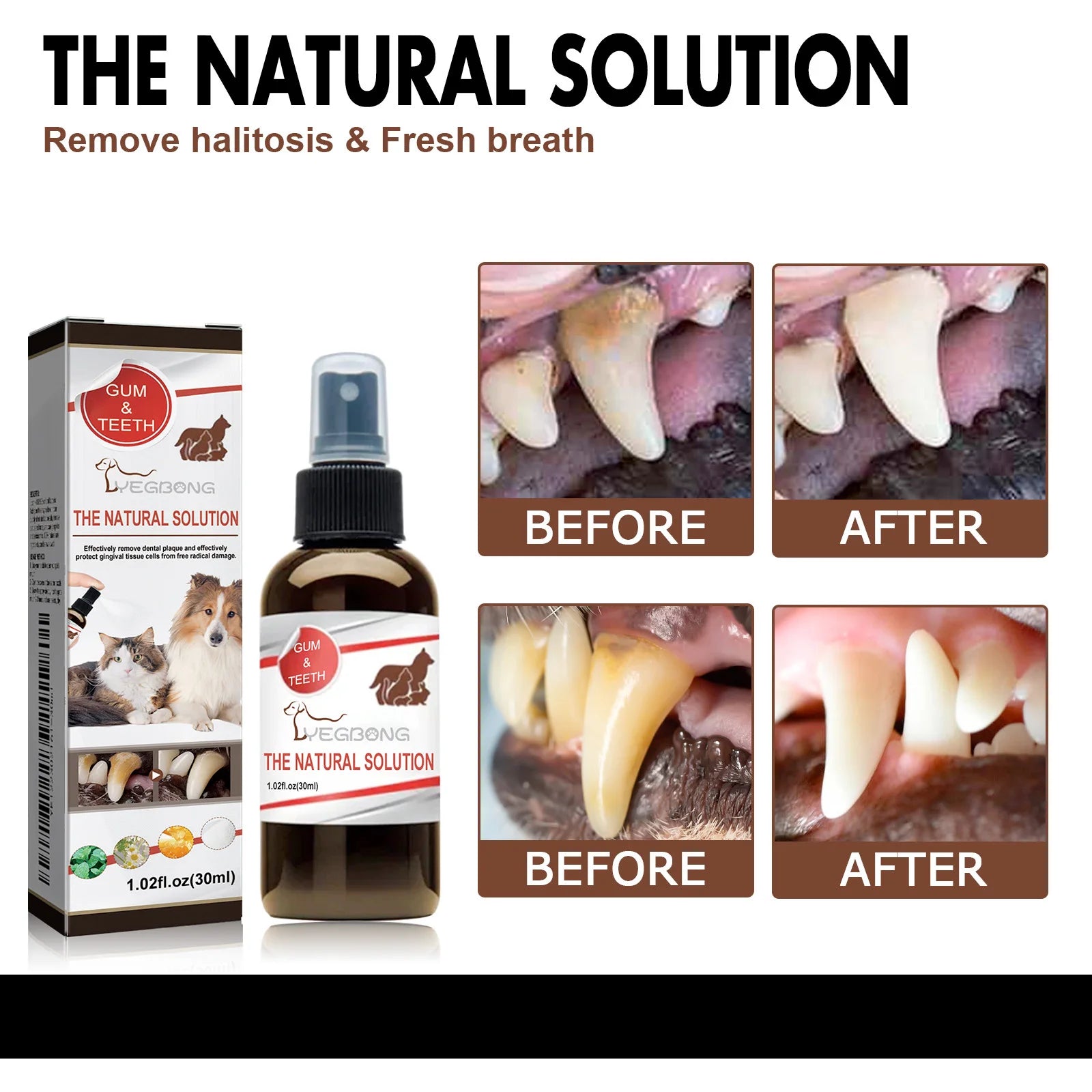 Pet Tooth Cleaning & Deodorizing Spray – Fresh Breath Dental Care for Dogs & Cats (30ml)