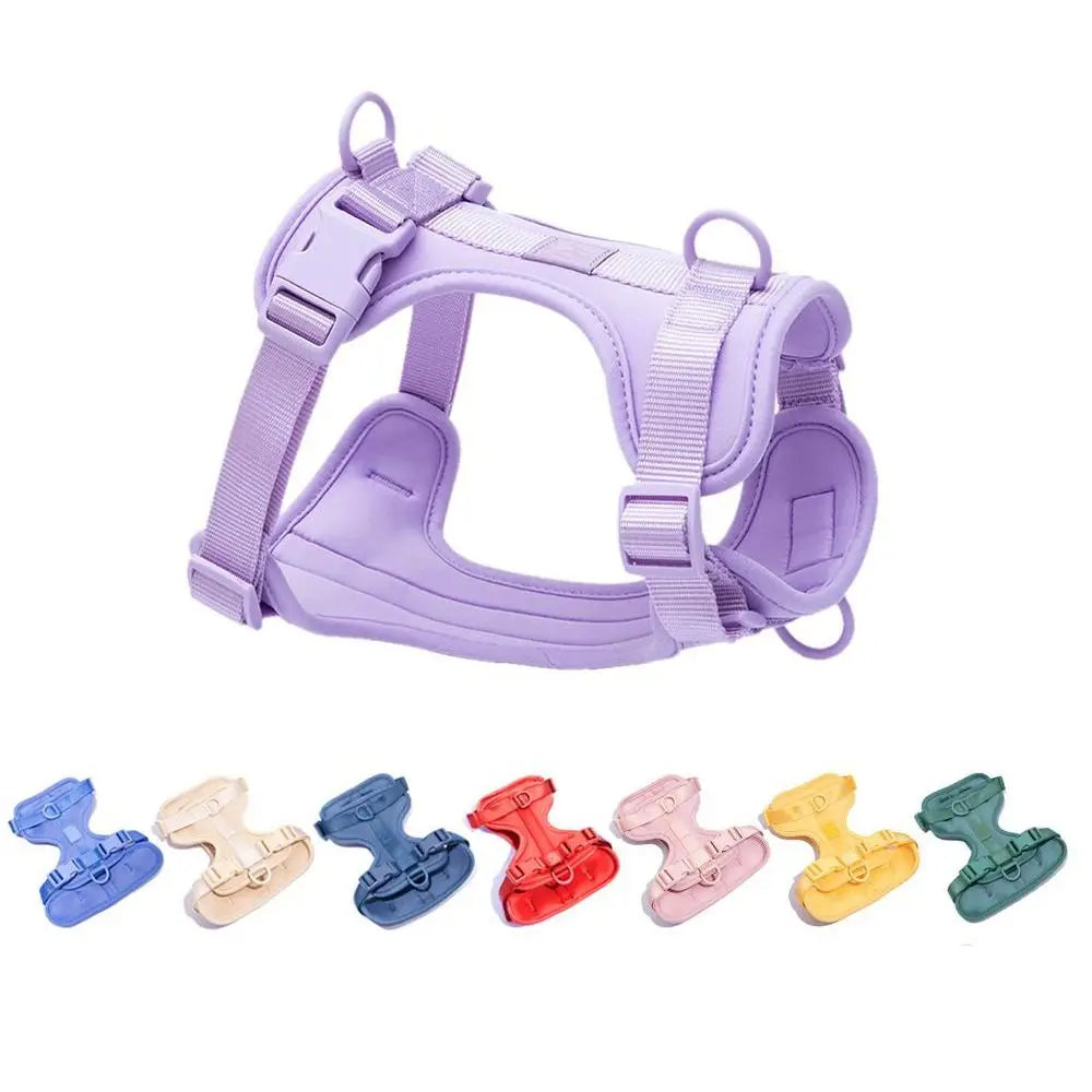 Candy Color Reflective Dog Harness Vest – Adjustable PVC Chest Strap for Outdoor Walking