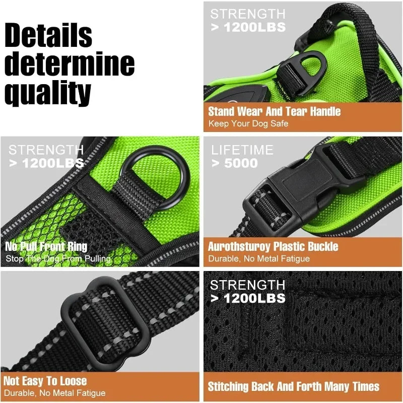 LED Light-Up Dog Harness Vest – USB Rechargeable, No-Pull, 3 Light Modes for Night Walking