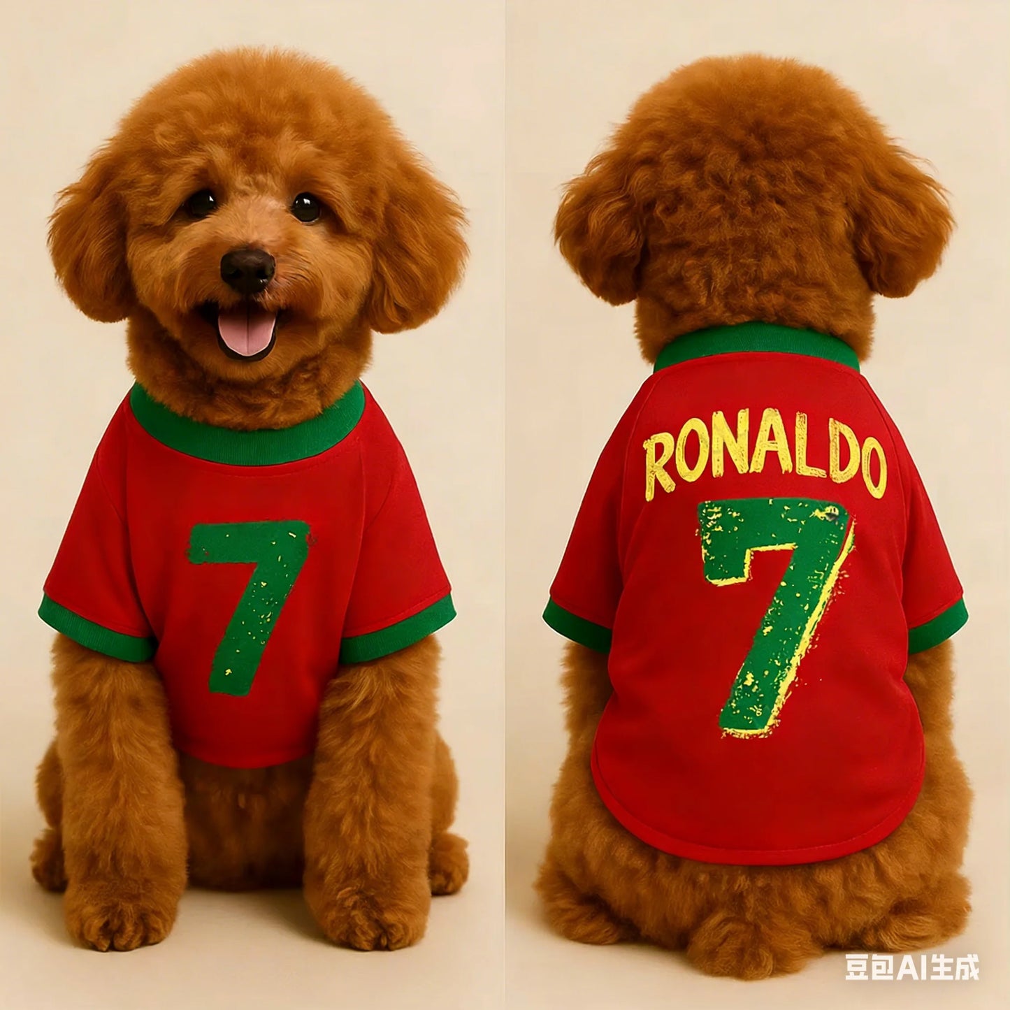 Ronaldo #7 Football Jersey Dog T-Shirt – Soft Breathable Sports Fan Costume for Dogs