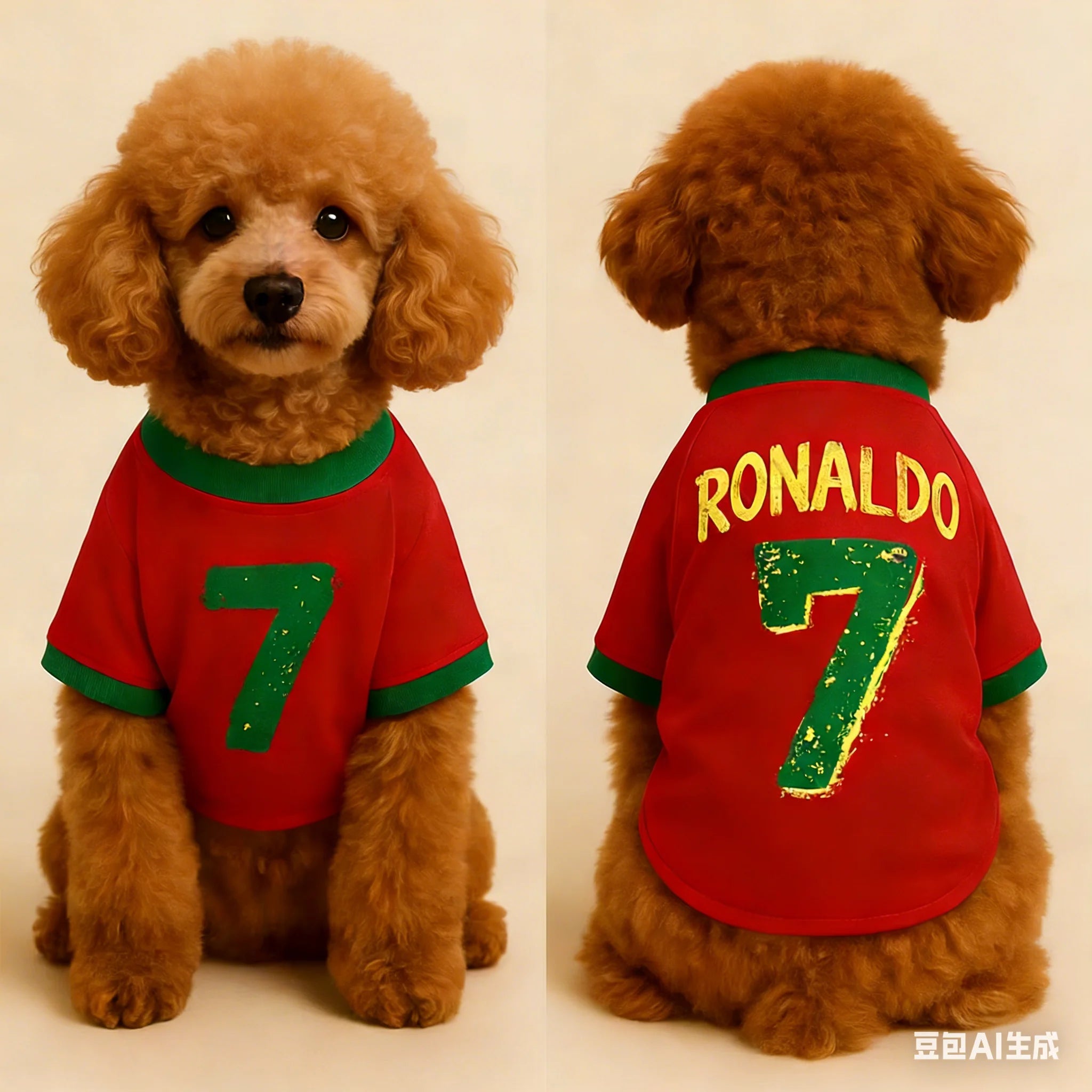 Ronaldo #7 Football Jersey Dog T-Shirt – Soft Breathable Sports Fan Costume for Dogs