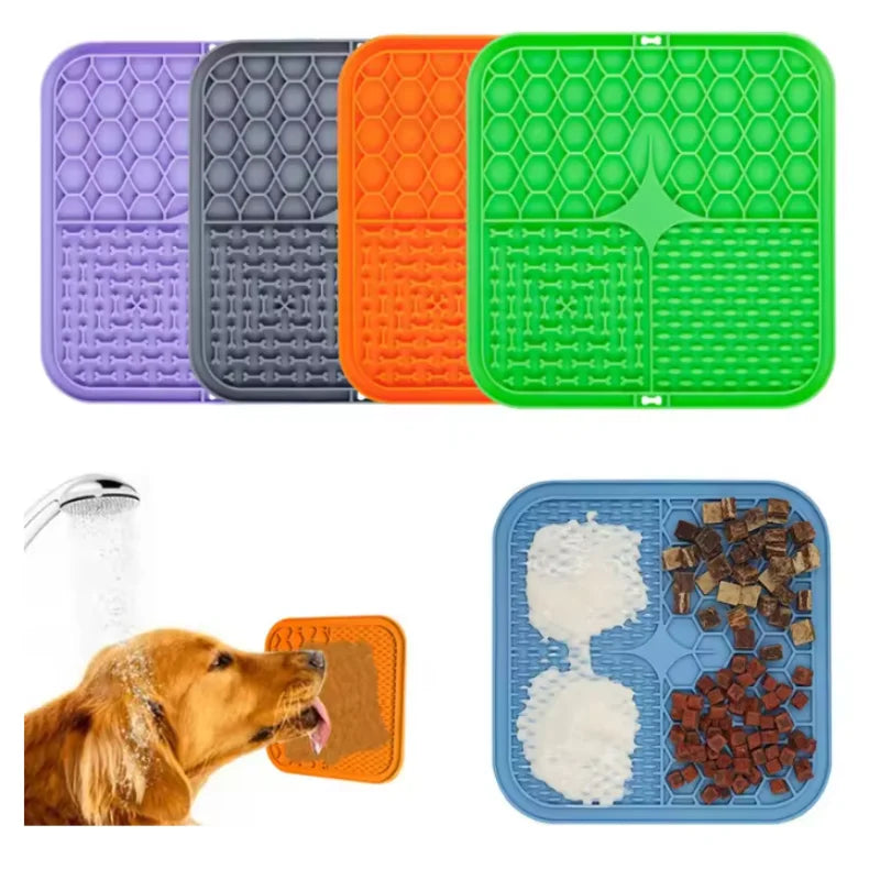 Silicone Lick Mat Slow Feeder for Dogs – Suction Cup Bathing & Feeding Distraction