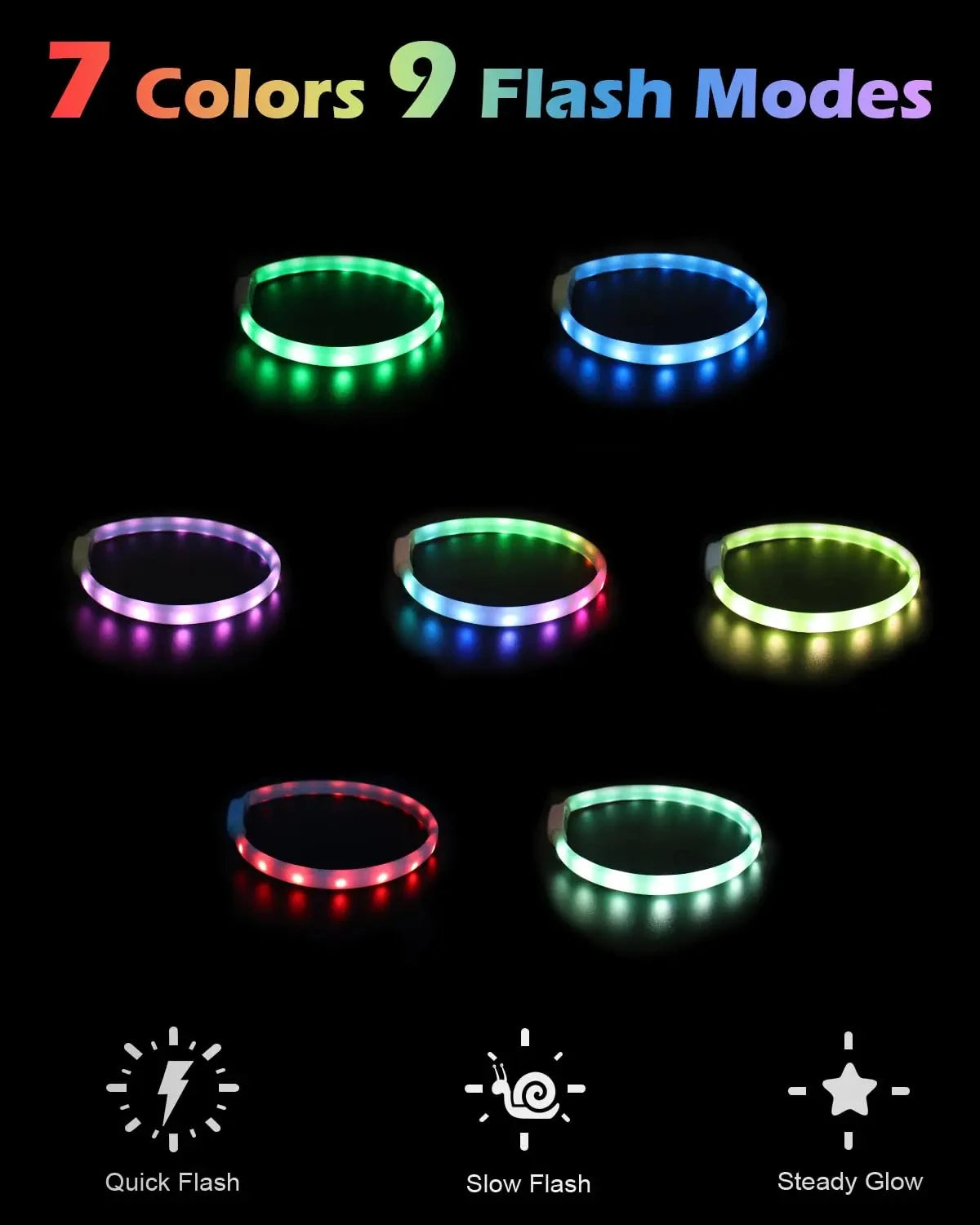 USB Rechargeable RGB LED Dog Collar