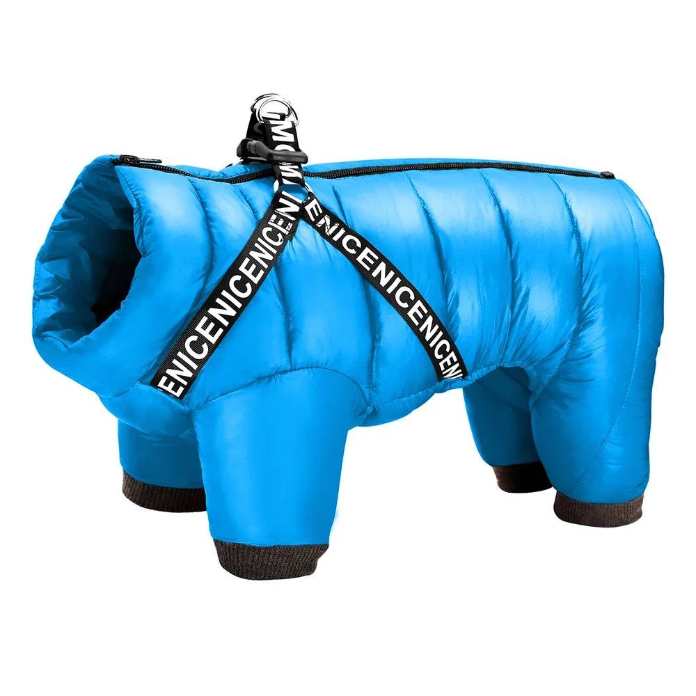 Waterproof Winter Dog Jacket with Harness – Warm Hoodie Coat for Small & Medium Dogs