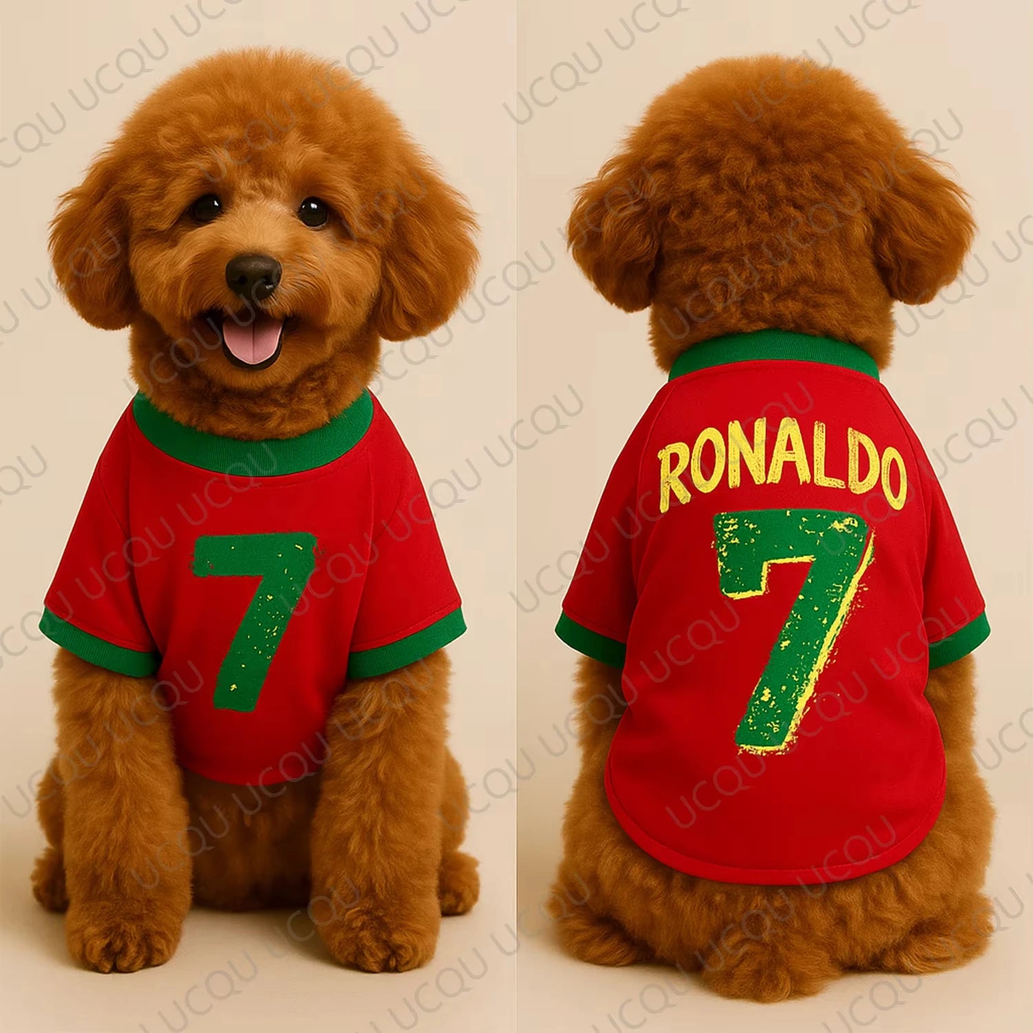 Ronaldo #7 Football Jersey Dog T-Shirt – Soft Breathable Sports Fan Costume for Dogs