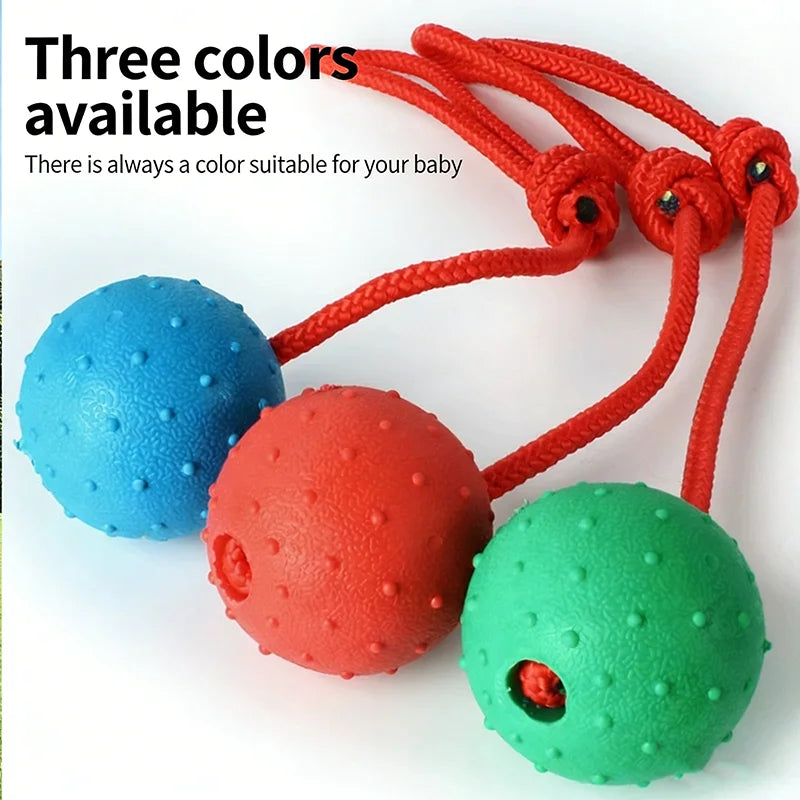 Rubber Rope Ball Dog Chew Toy – Indestructible Molar & Training Toy