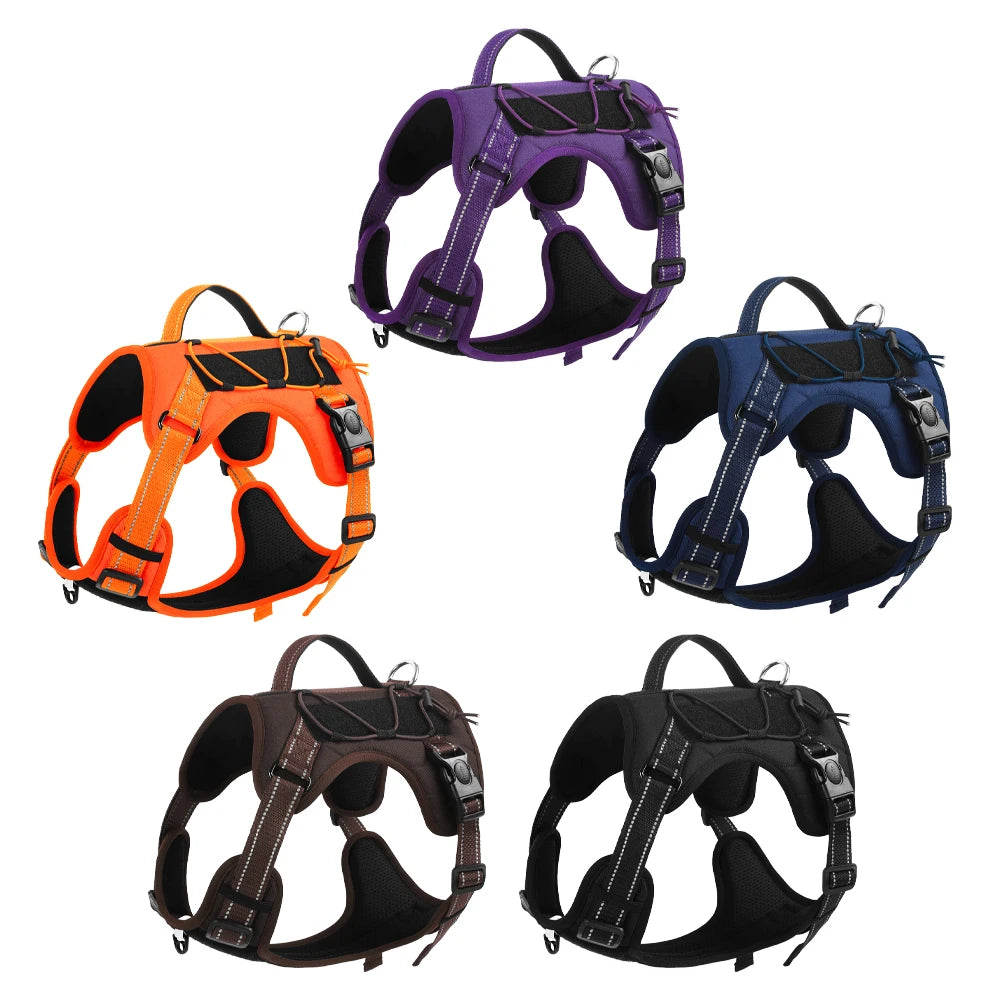 Tactical Reflective Dog Vest Harness – Escape-Proof, Heavy-Duty for Medium & Large Dogs